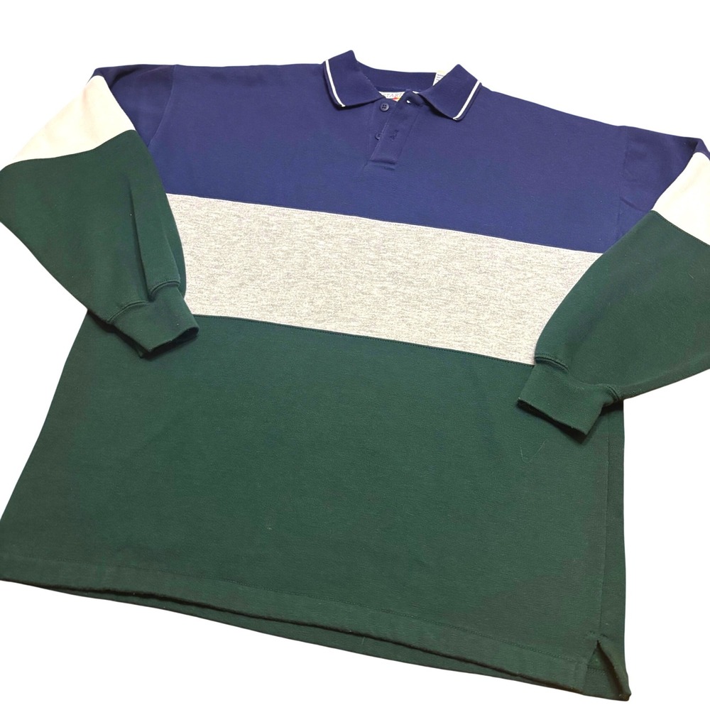 Vintage 90s Starting Point Colorblock Fleece Polo Pullover Sweatshirt Mens M